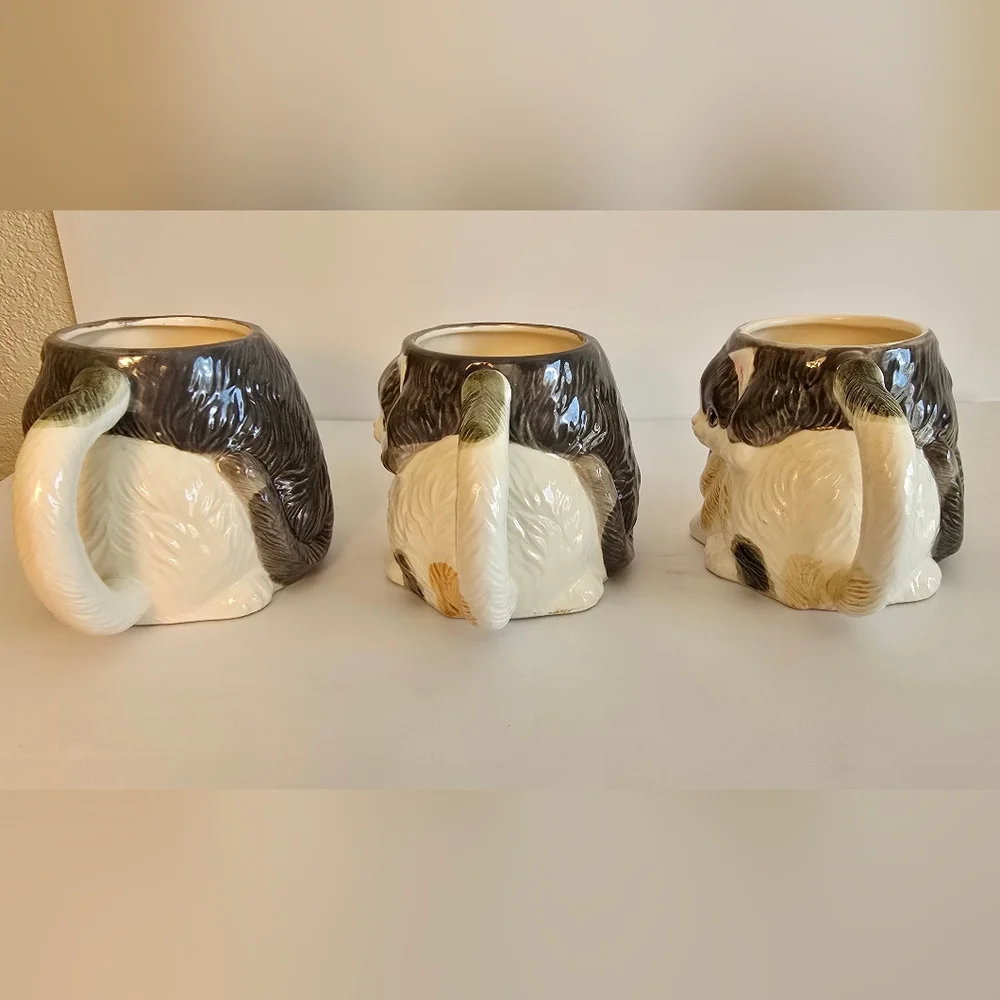 Vintage Hearth & Home Designs Cat Kittens Shaped Ceramic Mugs Set Of 3, 1988 - Picture 4 of 7